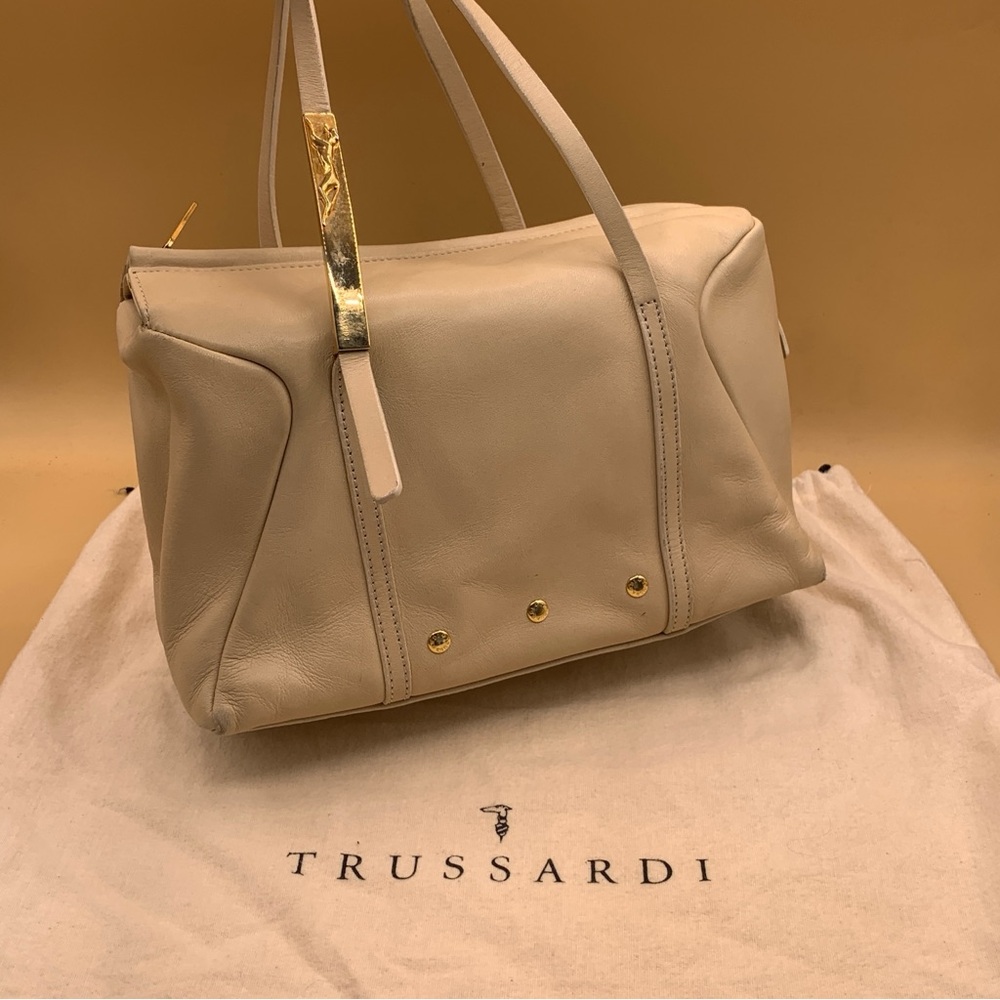 Trussardi Leather MINI Tote Hand/Wrist Carry Bag ITALY, Soft GENUINE LEATHER